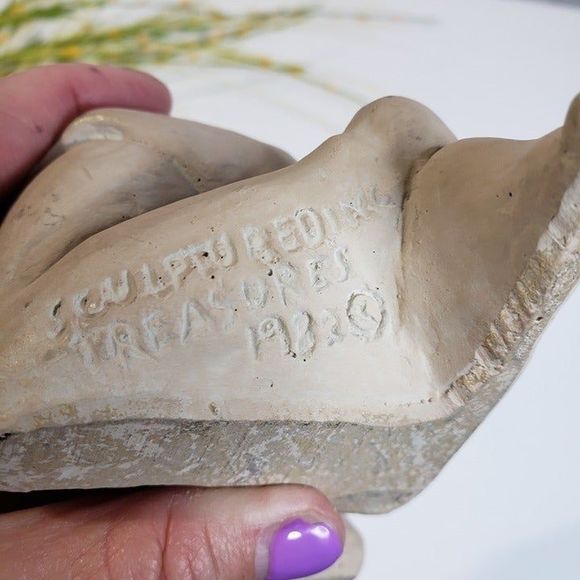 Vintage 80s Sculpted Treasures Sleeping Baby Boy Clay Realistic Figurine Toddler - Picture 6 of 8